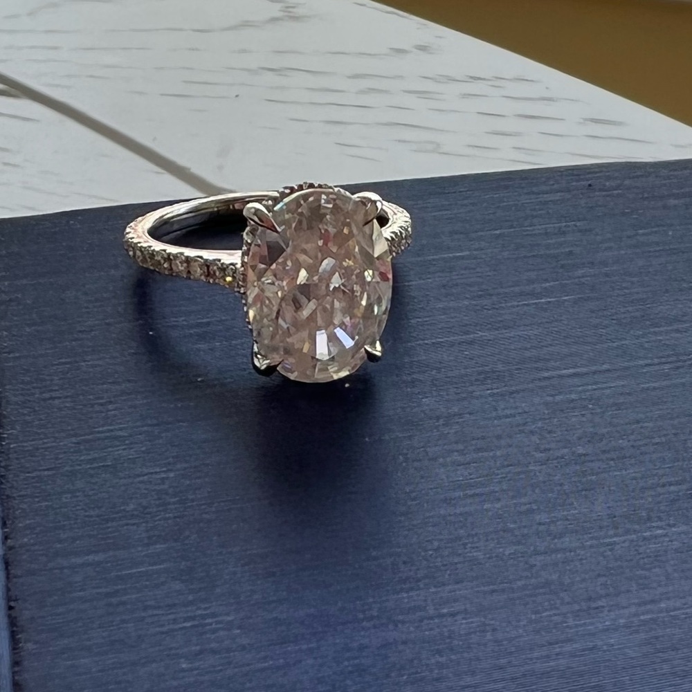 Oval Cut Moissanite + Platinum Ring